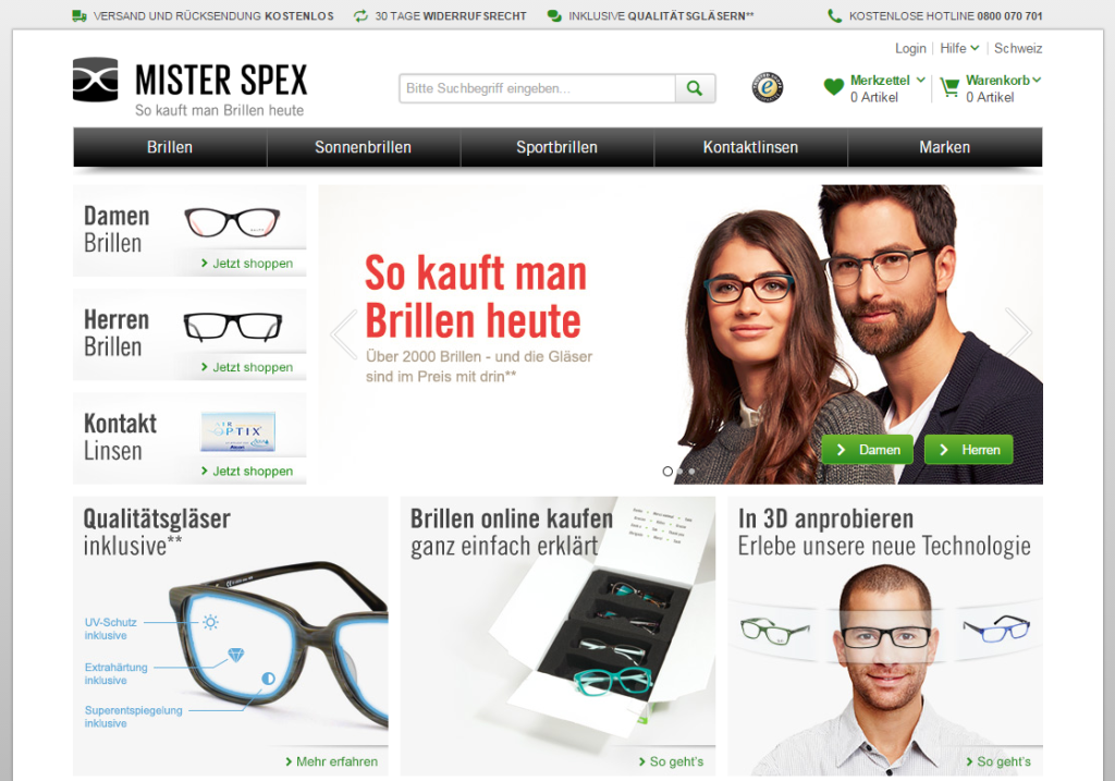 misterspex.ch - am 31.3.2015 in der Schweiz gestartet