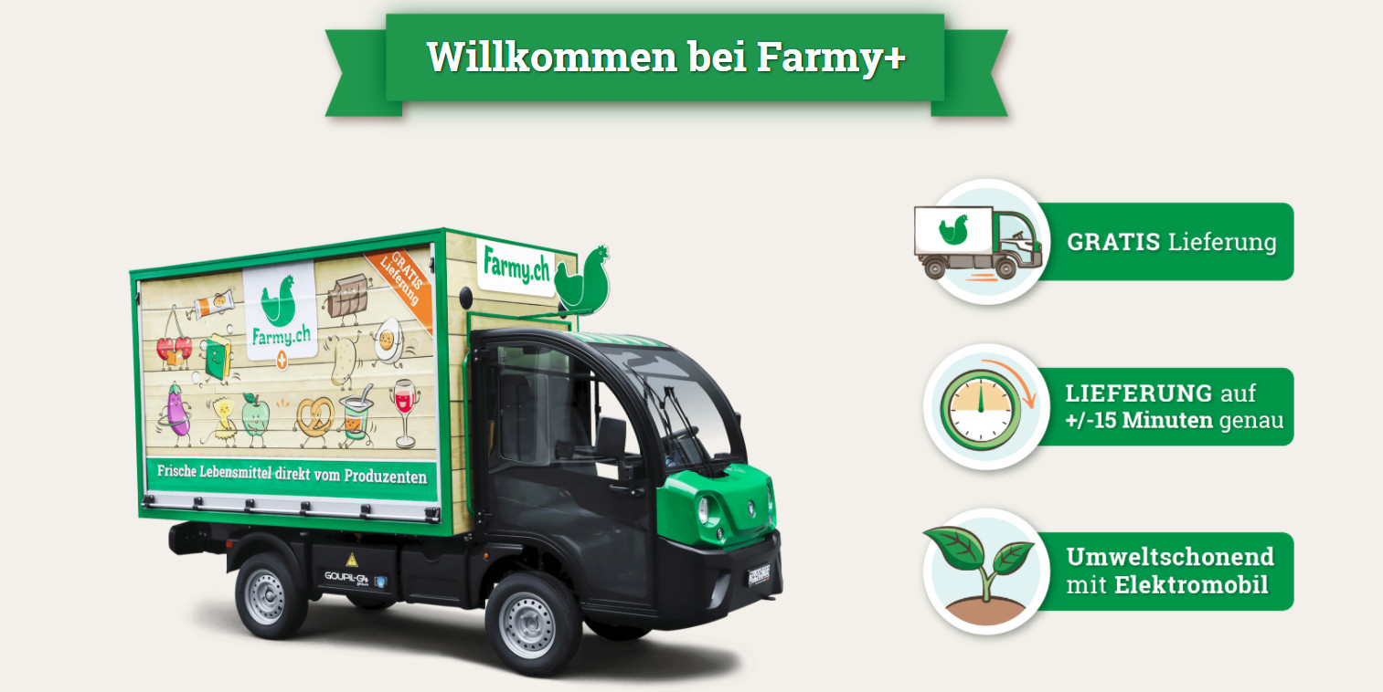 Neue Elektro-Lieferfahrzeuge von Farmy und Lieferversprechen in den Pilot-Regionen von "Farmy+"