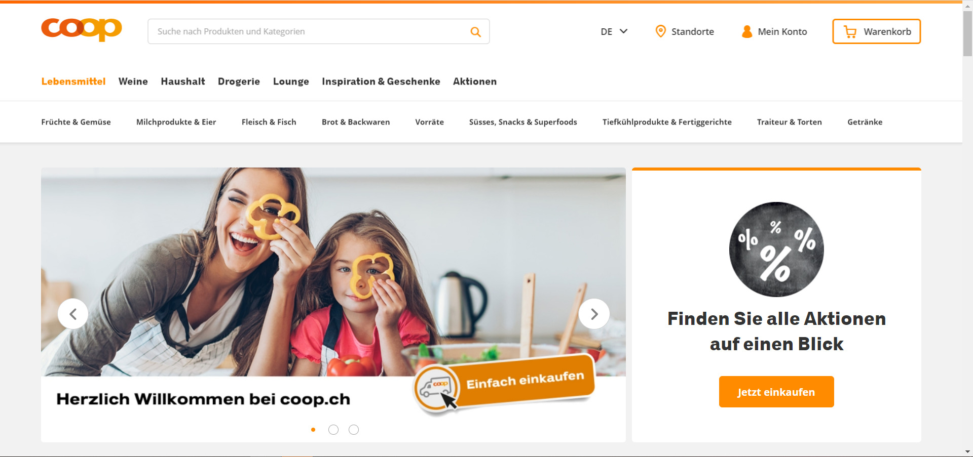 Startseite der neuen coop.ch Plattform / Quelle: beta.coop.ch